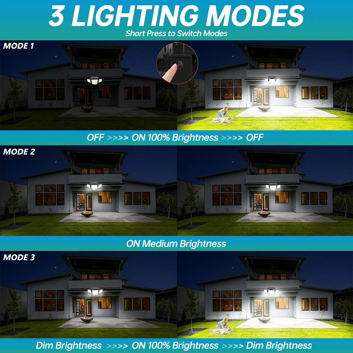 Solar Light With Dual PIR Motion Detector 3 Lighting
