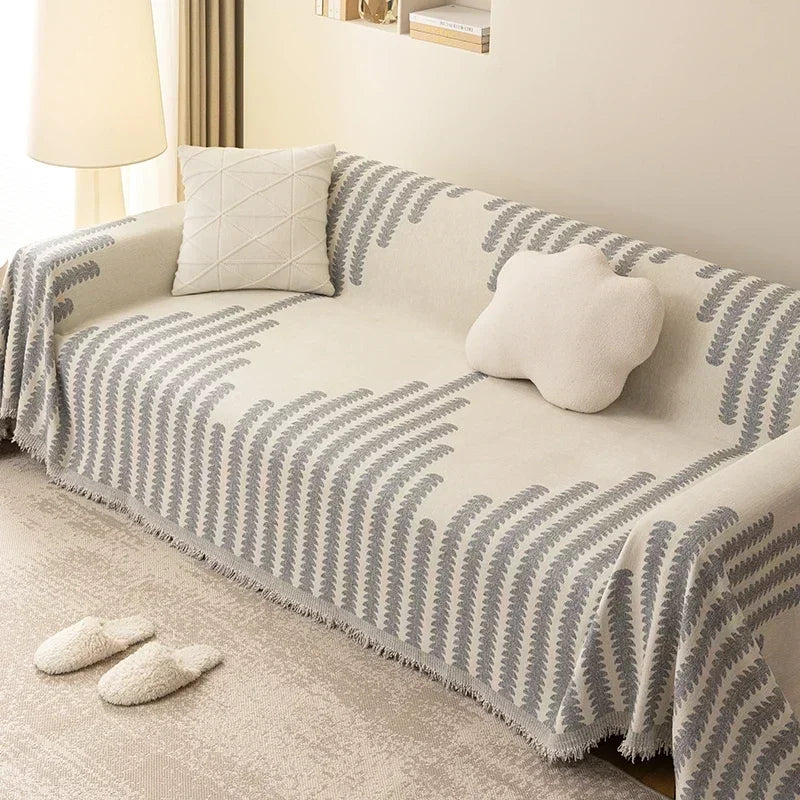 Classic Stripe Thick Non - Slip Sofa Cover