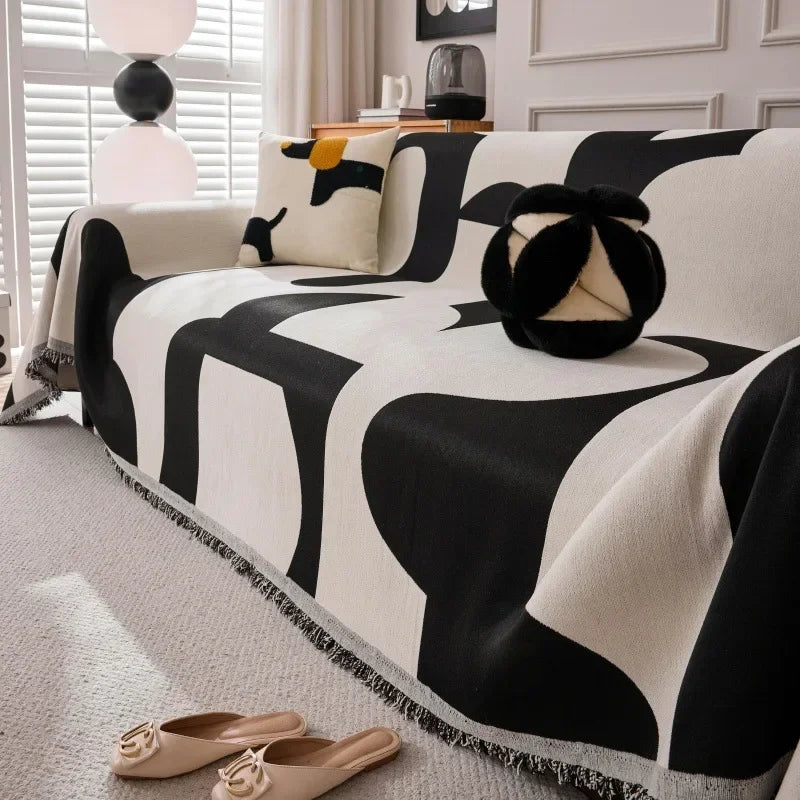 BohoLoom – Double-Sided Sofa Cover with Tassels