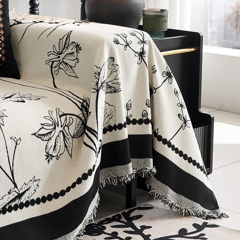 Vintage Bloom Sofa Cover – Thick Floral Blanket