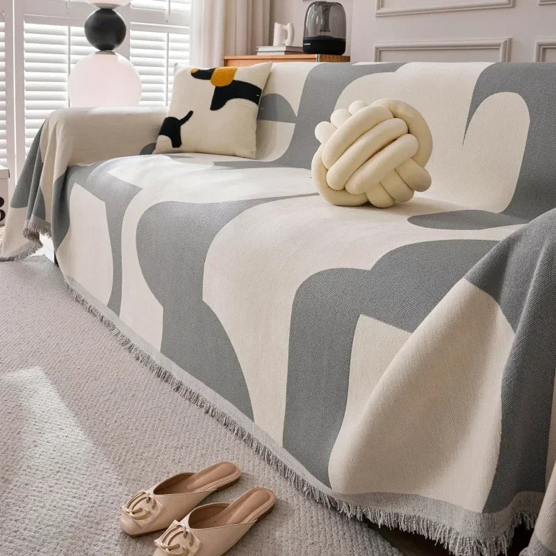 BohoLoom – Double-Sided Sofa Cover with Tassels