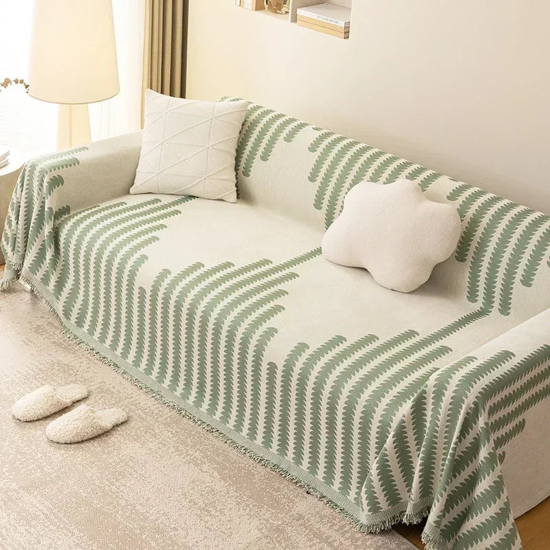 Classic Stripe Thick Non - Slip Sofa Cover