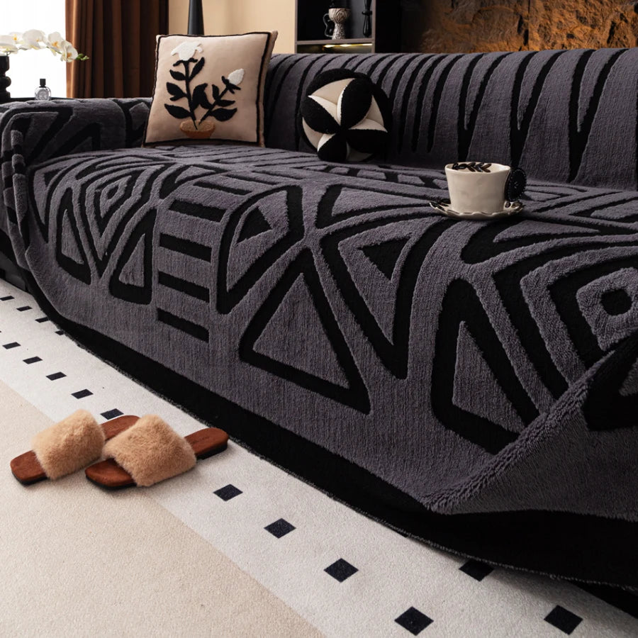 Vintage Geometric Sofa Cover - Pet-friendly