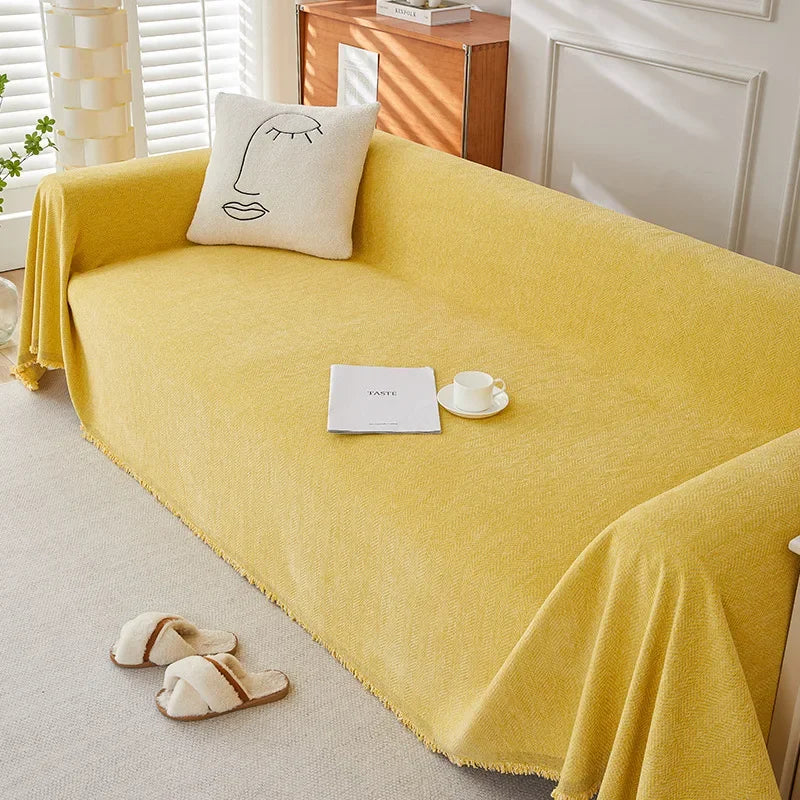 Heavyweight Sofa Cover with Fringe