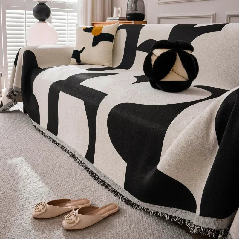 BohoLoom – Double-Sided Sofa Cover with Tassels