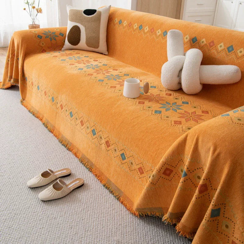 Boho Universal Sofa Cover with Anti-Cat Scratch & Non-Slip