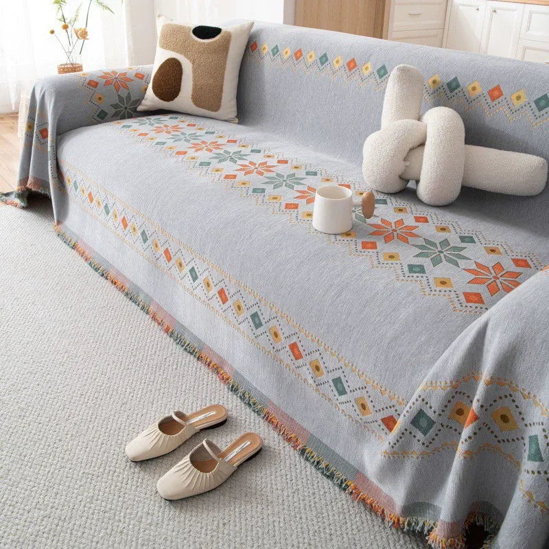 Boho Universal Sofa Cover with Anti-Cat Scratch & Non-Slip