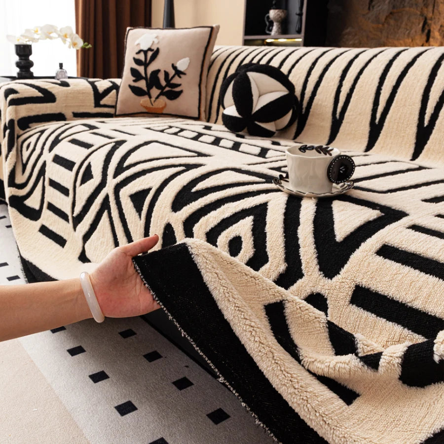 Vintage Geometric Sofa Cover - Pet-friendly