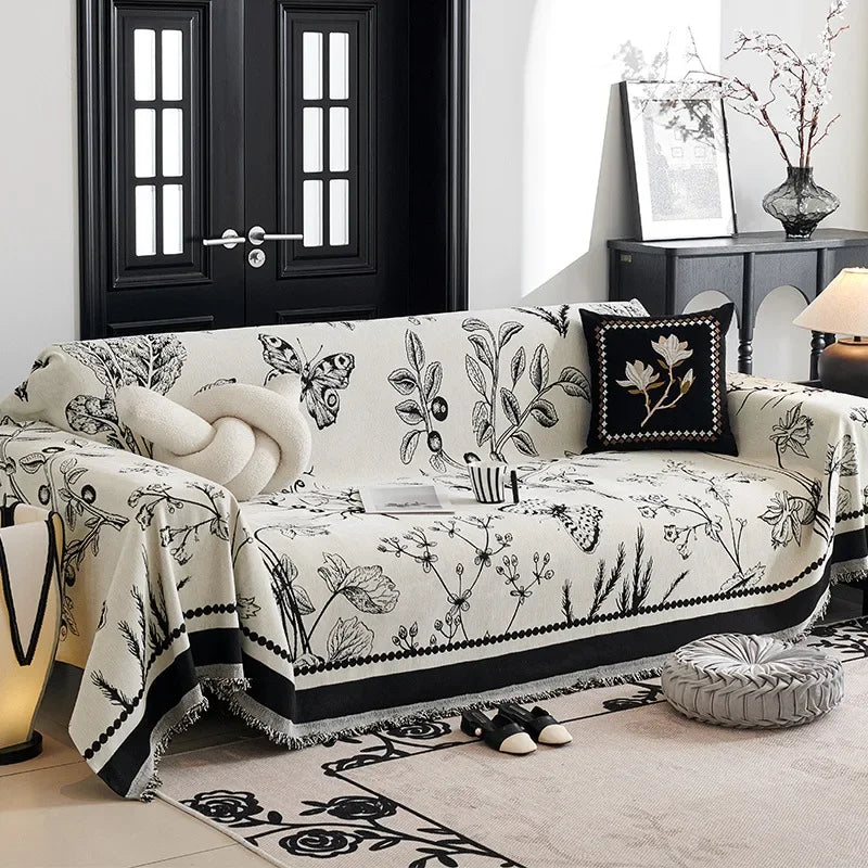 Vintage Bloom Sofa Cover – Thick Floral Blanket