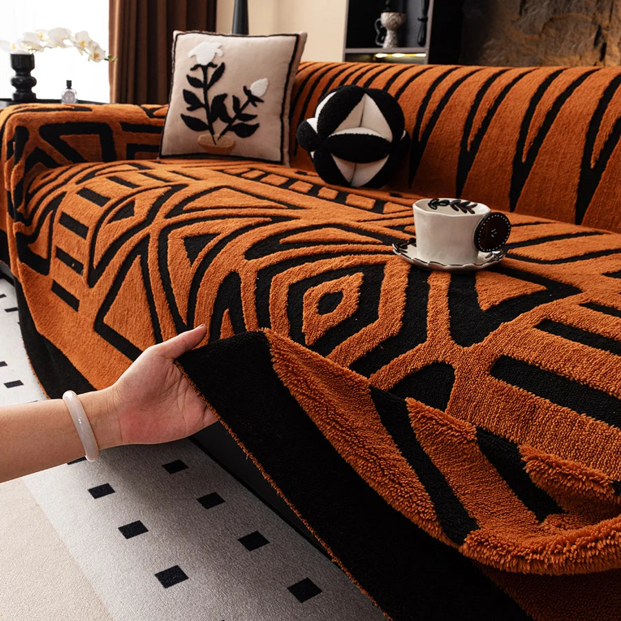 Vintage Geometric Sofa Cover - Pet-friendly