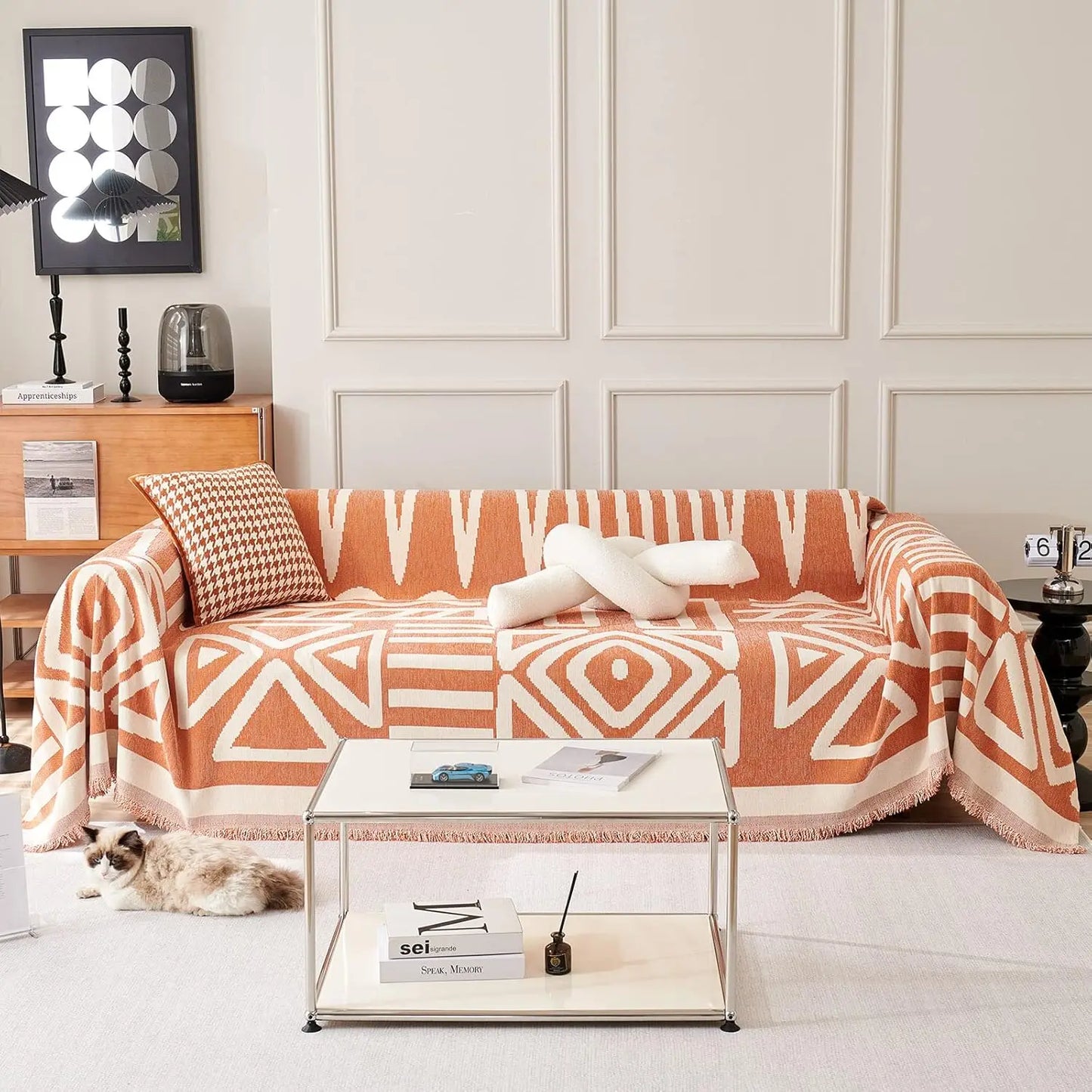 Boho Pet-Proof Sofa Cover - Geometric Slipcover