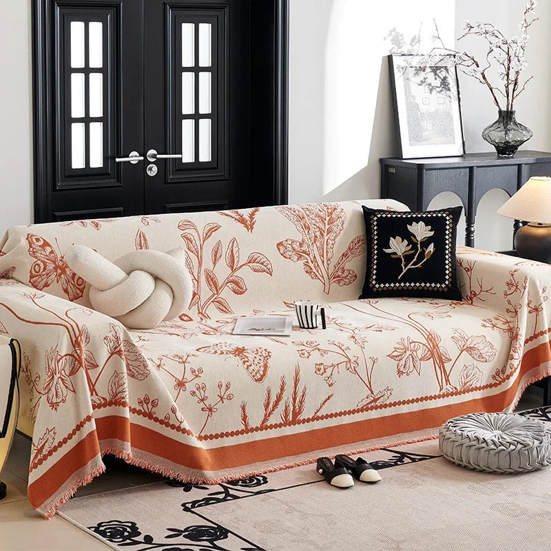 Vintage Bloom Sofa Cover – Thick Floral Blanket