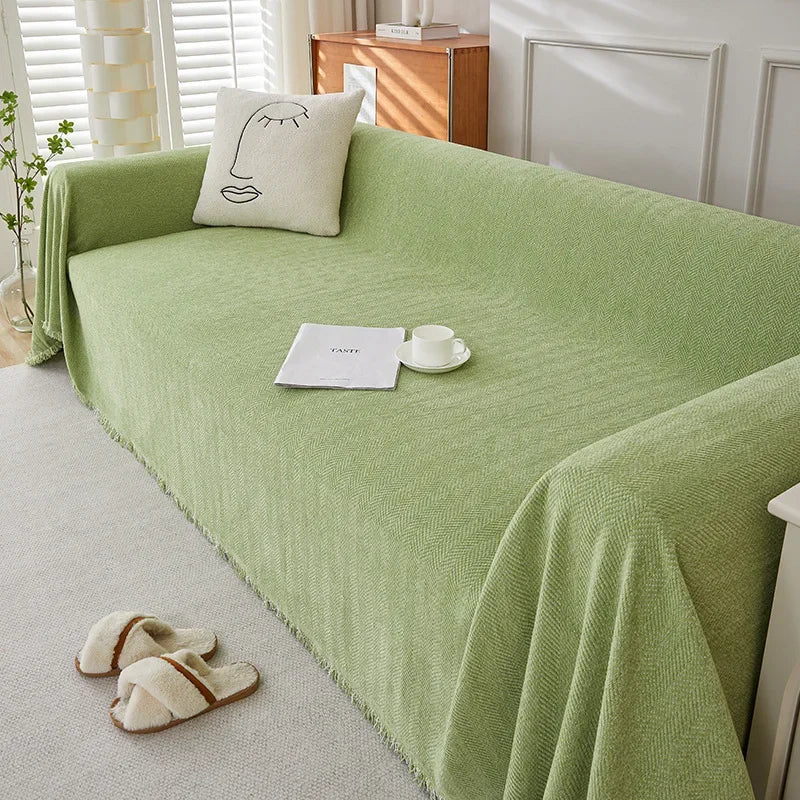 Heavyweight Sofa Cover with Fringe