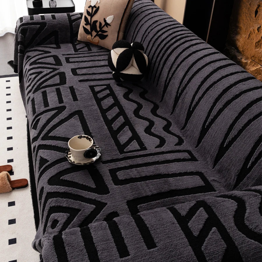 Vintage Geometric Sofa Cover - Pet-friendly
