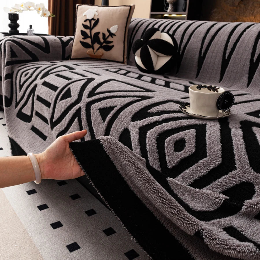 Vintage Geometric Sofa Cover - Pet-friendly