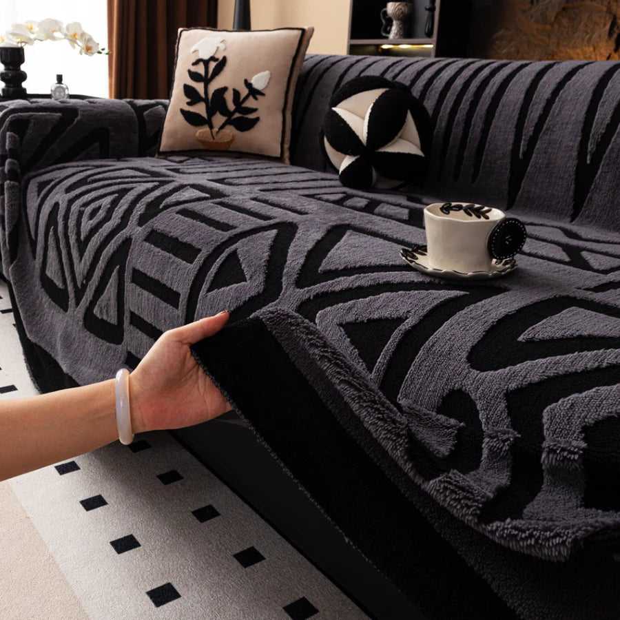 Vintage Geometric Sofa Cover - Pet-friendly