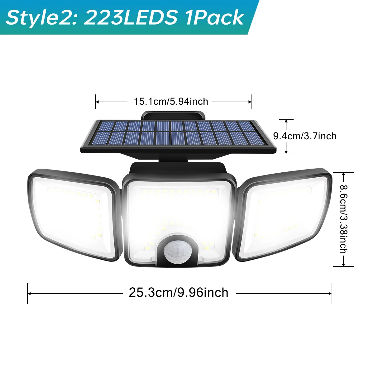 Solar Light With Dual PIR Motion Detector 3 Lighting
