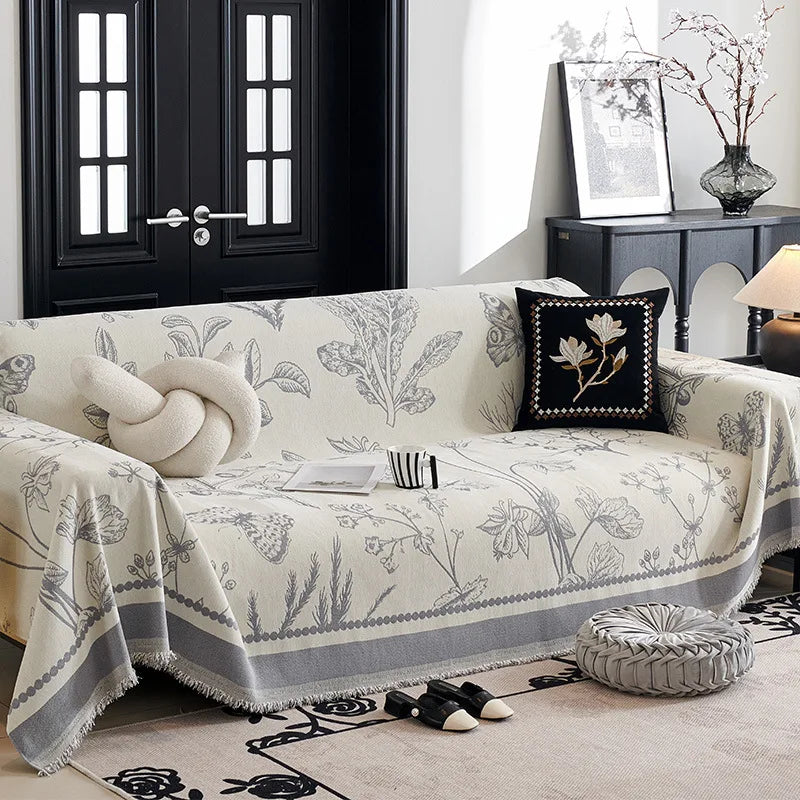 Vintage Bloom Sofa Cover – Thick Floral Blanket