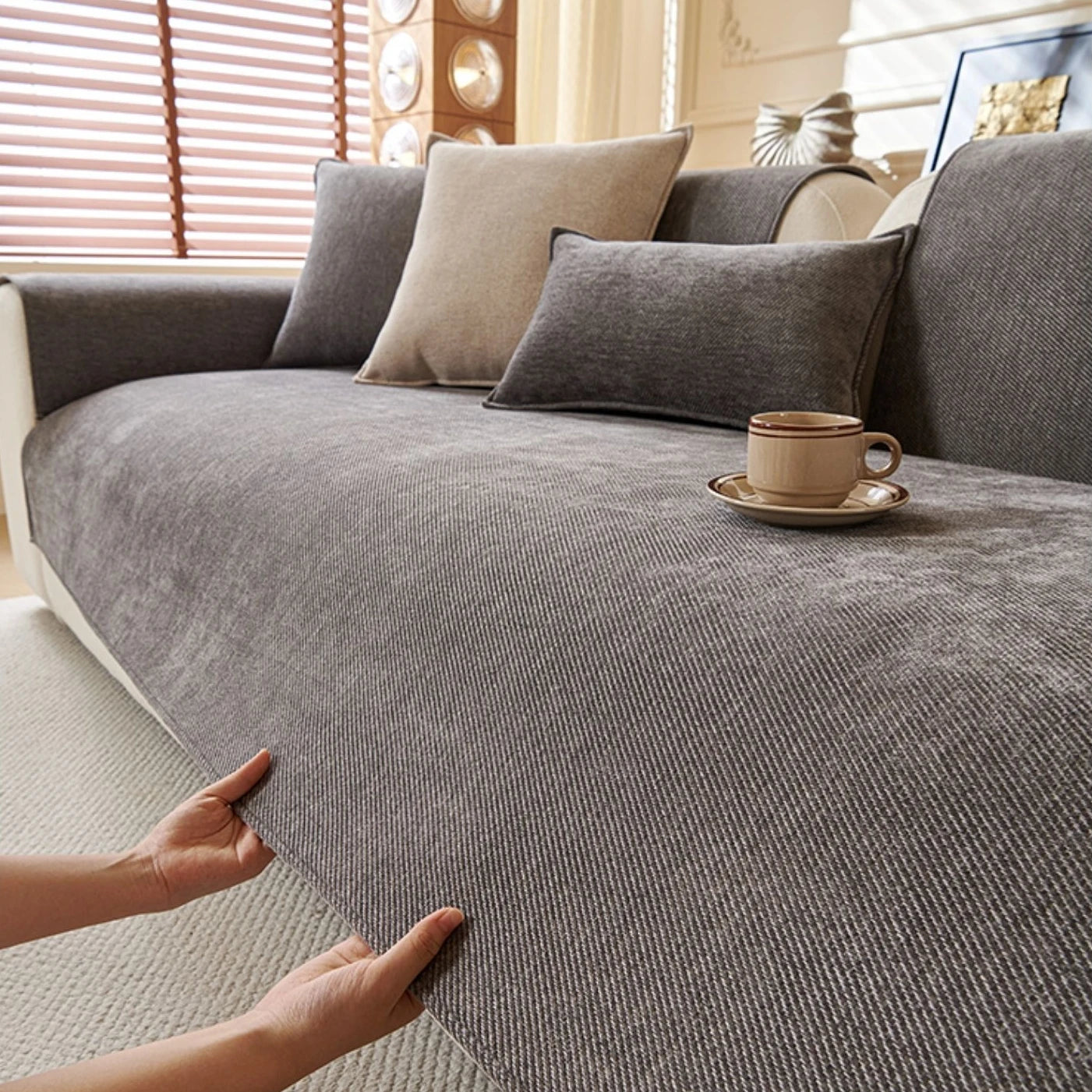 TwillEase – Minimalist Anti-Slip Sofa Cover