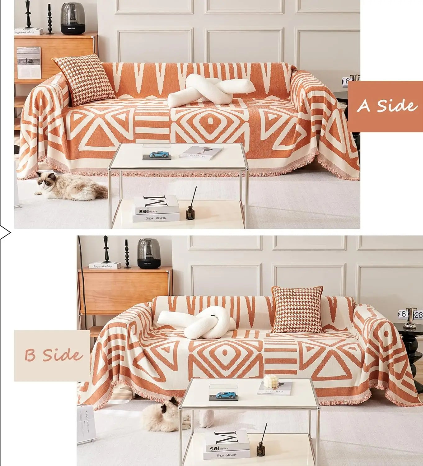 Boho Pet-Proof Sofa Cover - Geometric Slipcover