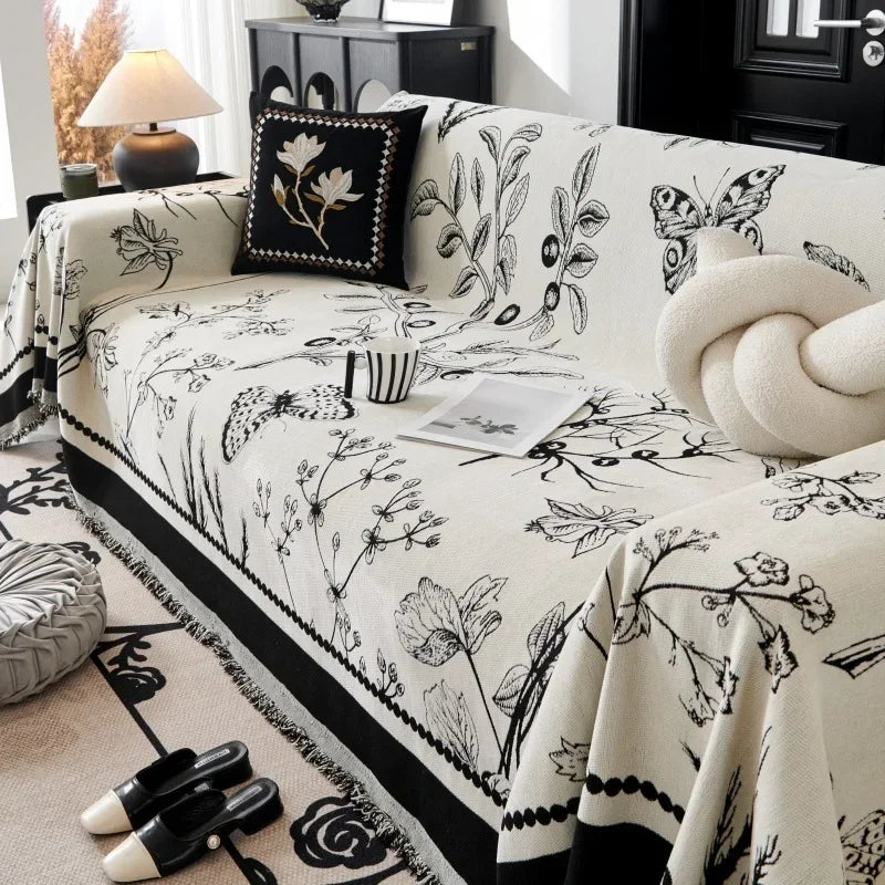 Vintage Bloom Sofa Cover – Thick Floral Blanket