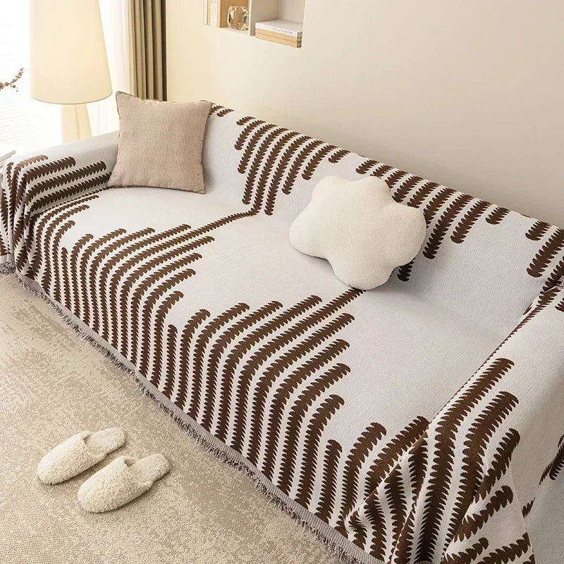Classic Stripe Thick Non - Slip Sofa Cover