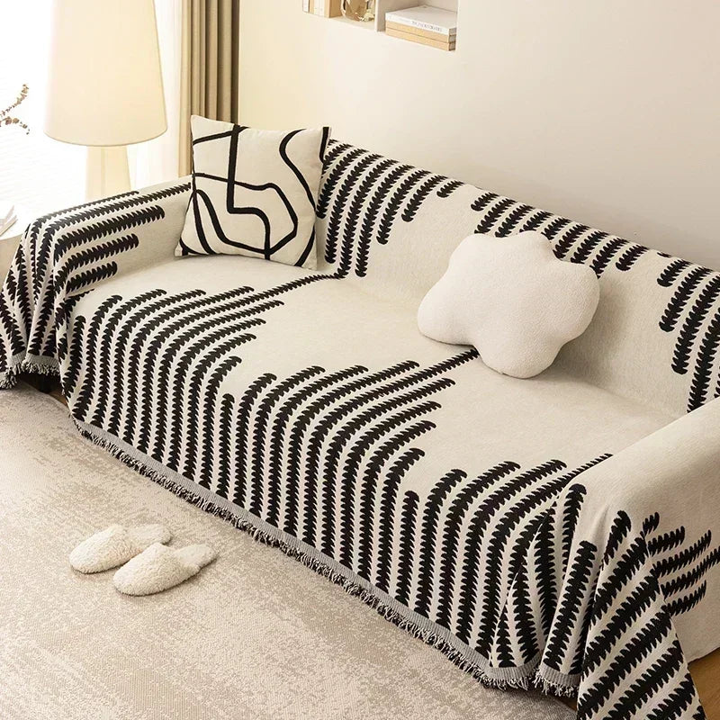 Classic Stripe Thick Non - Slip Sofa Cover