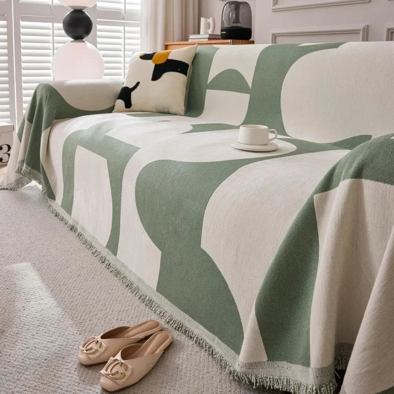 BohoLoom – Double-Sided Sofa Cover with Tassels