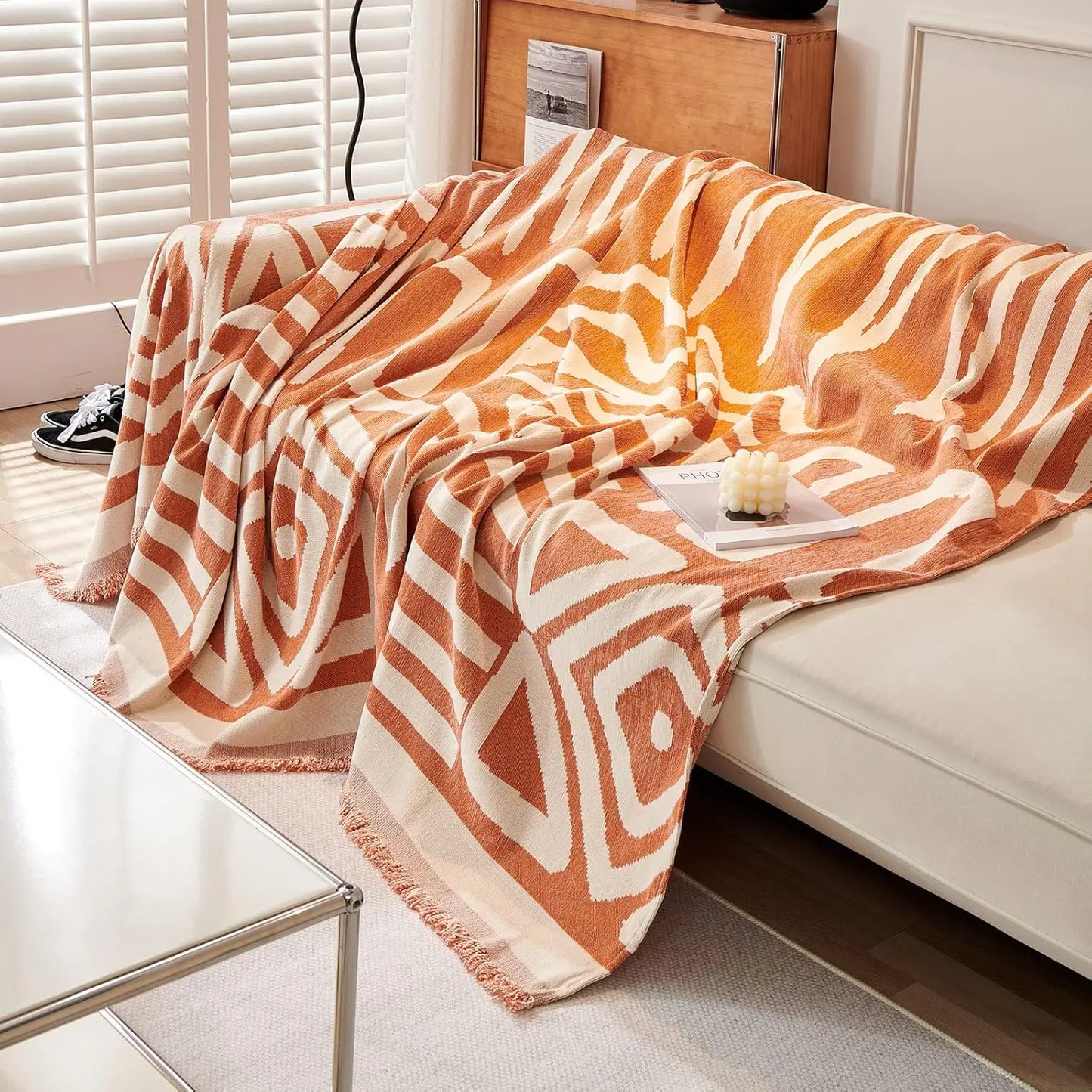 Boho Pet-Proof Sofa Cover - Geometric Slipcover