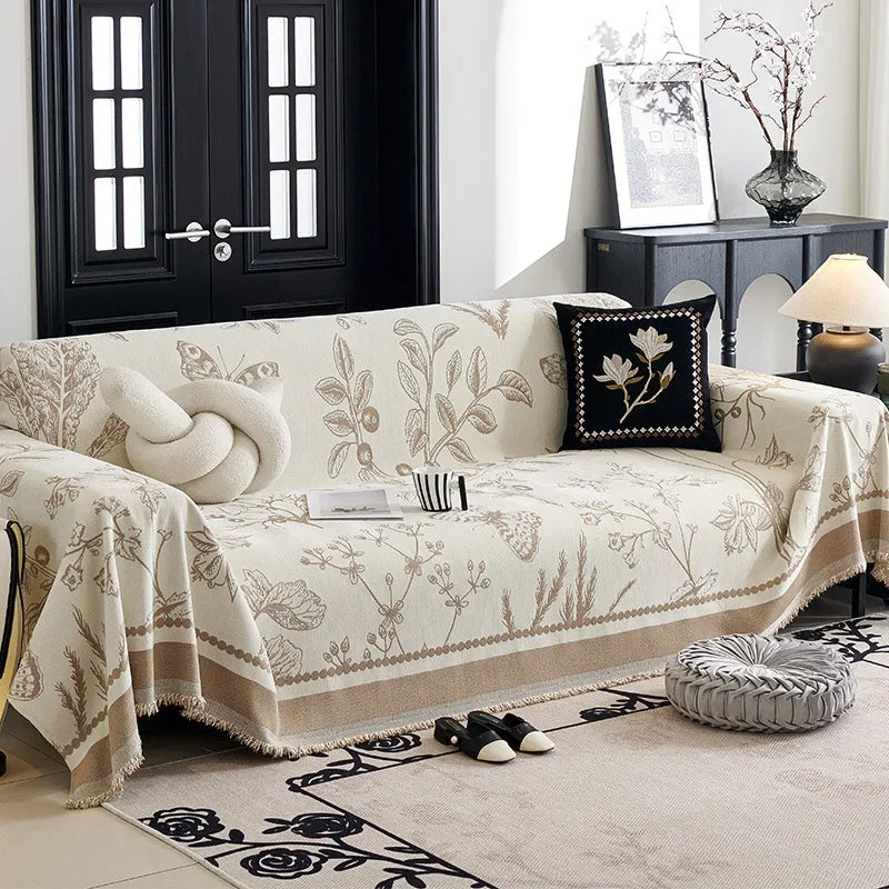 Vintage Bloom Sofa Cover – Thick Floral Blanket