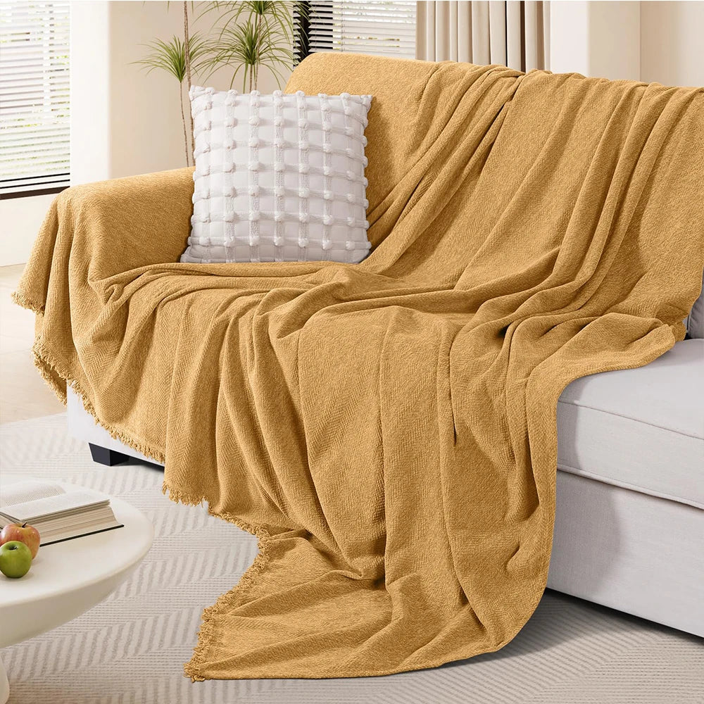 Heavyweight Sofa Cover with Fringe