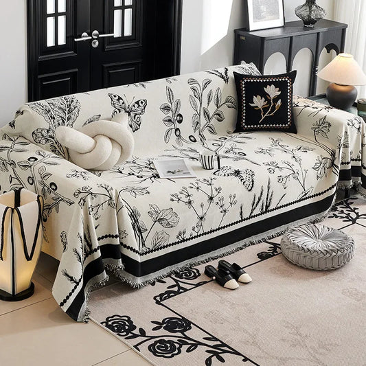 Vintage Bloom Sofa Cover – Thick Floral Blanket
