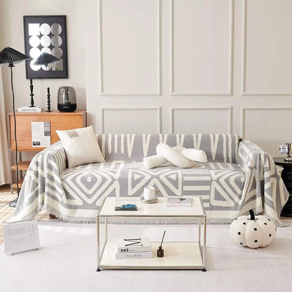 Boho Pet-Proof Sofa Cover -  Geometric Slipcover