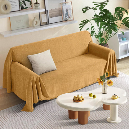 Heavyweight Sofa Cover with Fringe