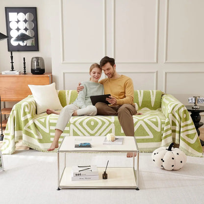 Boho Pet-Proof Sofa Cover -  Geometric Slipcover
