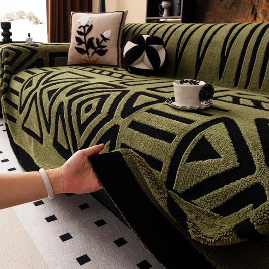 Vintage Geometric Sofa Cover - Pet-friendly