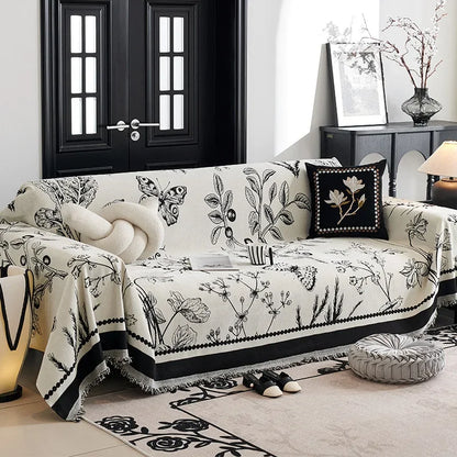 Vintage Bloom Sofa Cover – Thick Floral Blanket