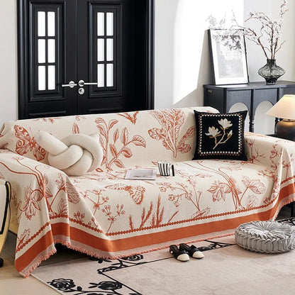 Vintage Bloom Sofa Cover – Thick Floral Blanket