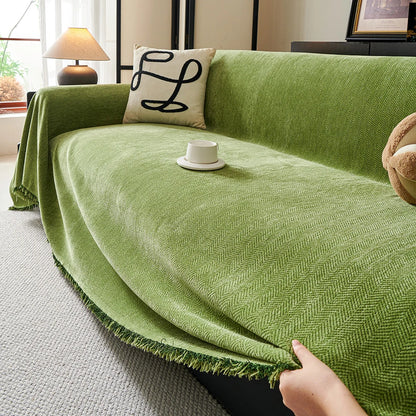 Heavyweight Sofa Cover with Fringe