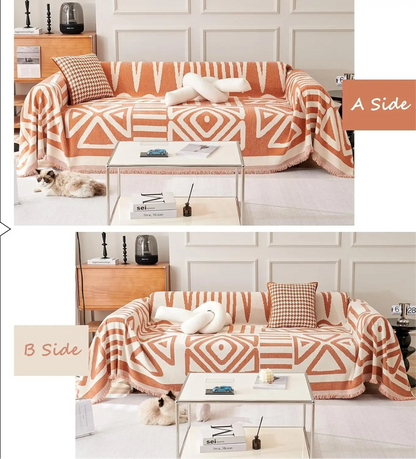 Boho Pet-Proof Sofa Cover -  Geometric Slipcover