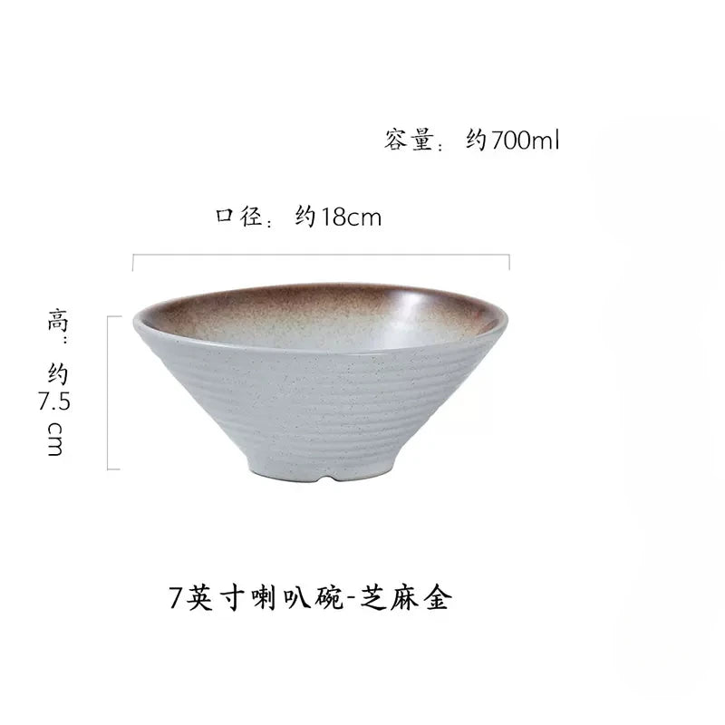 Bamboo hat ceramic bowl