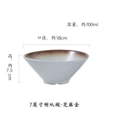 Bamboo hat ceramic bowl