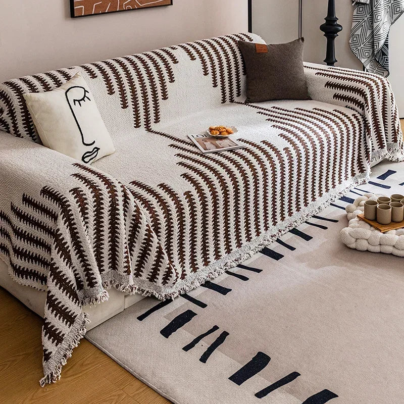 Classic Stripe Thick Non - Slip Sofa Cover