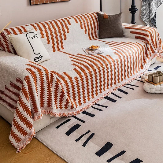 Classic Stripe Thick Non - Slip Sofa Cover